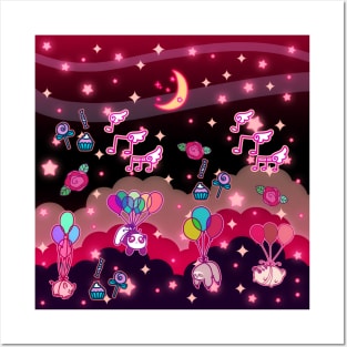 Animals Balloons and Night Sky Posters and Art